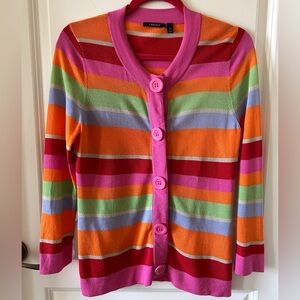 CARLISLE COLLECTION Knit 
Sweater Multicolor striped cardigan lightweight Pink